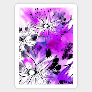 STYLISH STUNNING PINK AND BLACK FLORAL PRINT Sticker